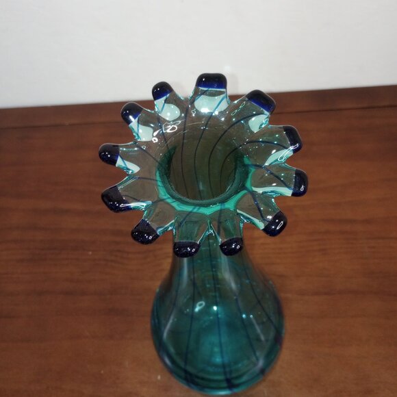 Green/Blue Flower Shaped Vase by Eastern - Picture 2 of 4